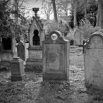 black and white cemetery