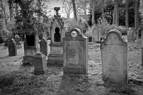 black and white cemetery