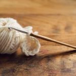 crochet hook and yarn