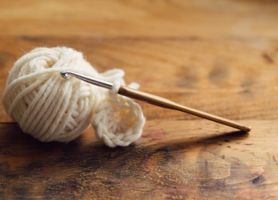 crochet hook and yarn