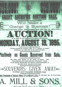 A. Mill & Sons auction when store closed in 1898 due to financial problems.