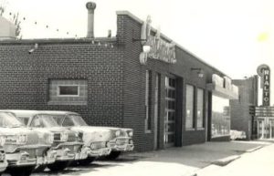 Rialto Theater on right side of Gustman’s Garage during the 1950s