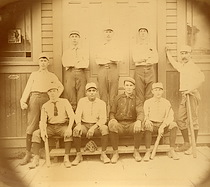 2. Early baseball team taken in front of Kaukauna Post Office (1851-52) George Lawe was postmaster. Now the building houses Uptown Girl Beauty & Boutique.